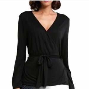 J. Crew Black Faux Wrap Blouse Top  14